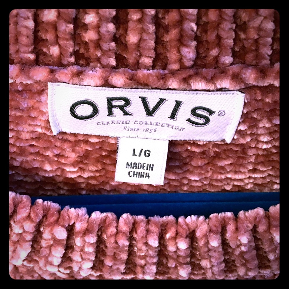 Orvis Jewel Tone Rose Dusty Pink/Silver Color Shift Chenille Soft Relaxed Fit Lg - Picture 8 of 10
